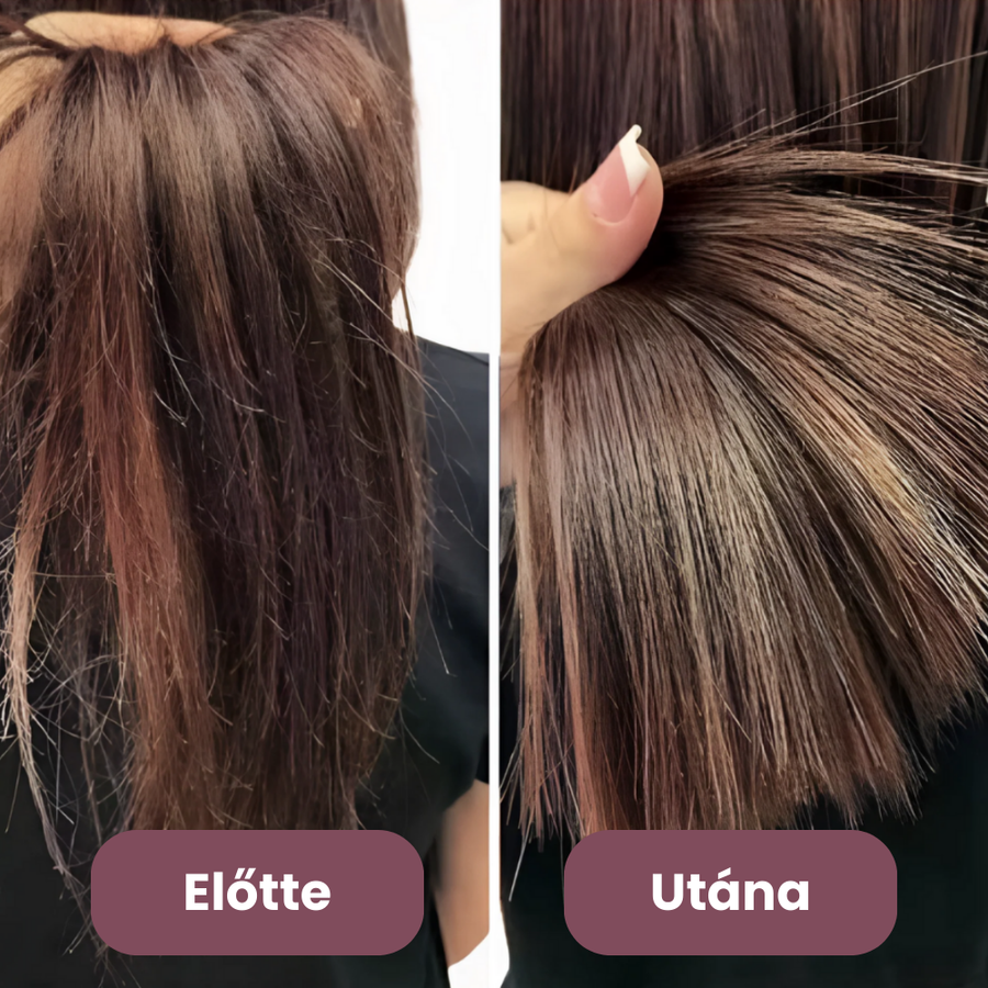 Előtte-utána: töredezett hajvégek közelről a Snippy használata előtt és után